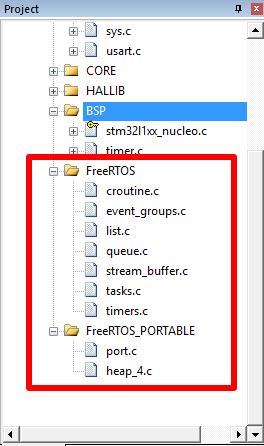 在keil工程中添加FreeRTOS和PORTABLE